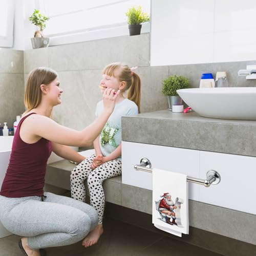 Funny Santa Bathroom Hand Towel - 16x24 Inch Christmas Decorative Washcloth
