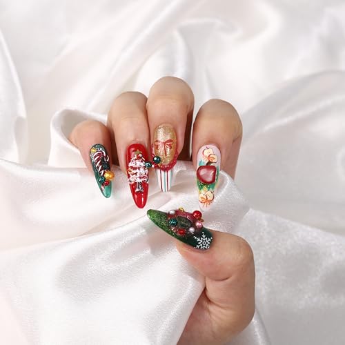 KELHOMECL 6 Sheets Christmas Nail Art Stickers 3D Self-Adhesive Winter Holiday Decals