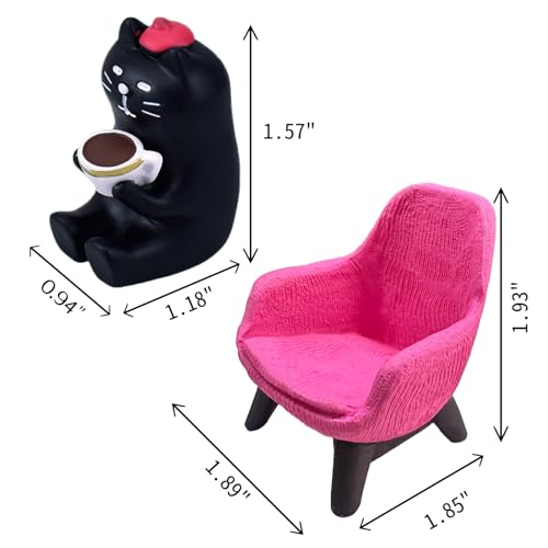 Cute Cat Figurine on Pink Sofa - Adorable Desk Decor Gift for Cat Lovers