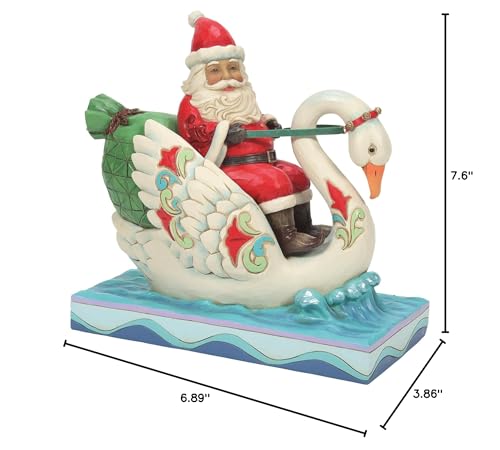 Enesco Jim Shore Heartwood Creek Santa Riding a Swan Figurine, 6.89 Inch, Multicolor