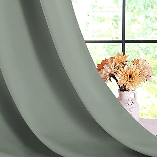 NICETOWN Greyish Green Blackout Curtains 34" x 48" - 2 Panels