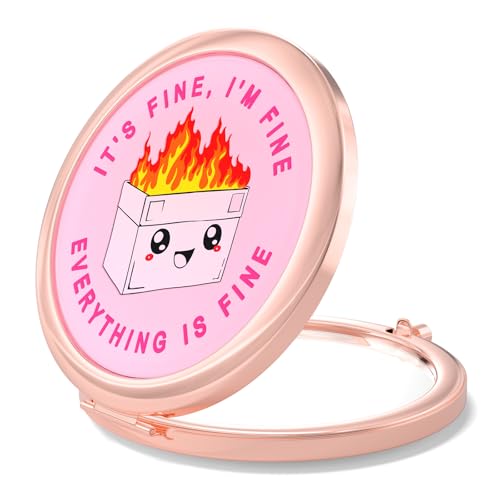 Nipichsha Compact Pocket Travel Makeup Mirror - 2X/1X Rose Gold