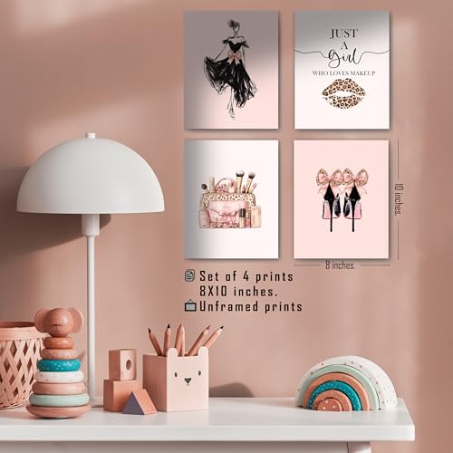 FITIE Pink Leopard Wall Art Prints Set, 8x10 Unframed Aesthetic Posters