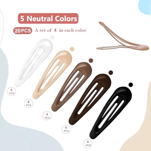 Metal Hair Barrettes 20PCS Snap Hair Clips for Thin and Thick Hair 1.97 Inch