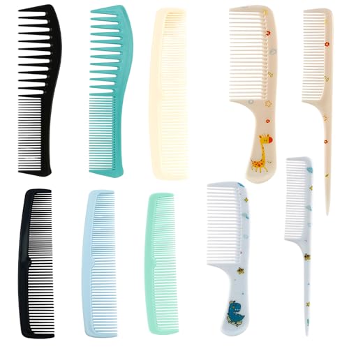 10-Piece Professional Plastic Hair Comb Set for Thick Hair Detangling
