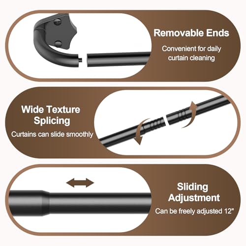 Matte Black Wrap Around Curtain Rod 36-48 inches - Room Darkening