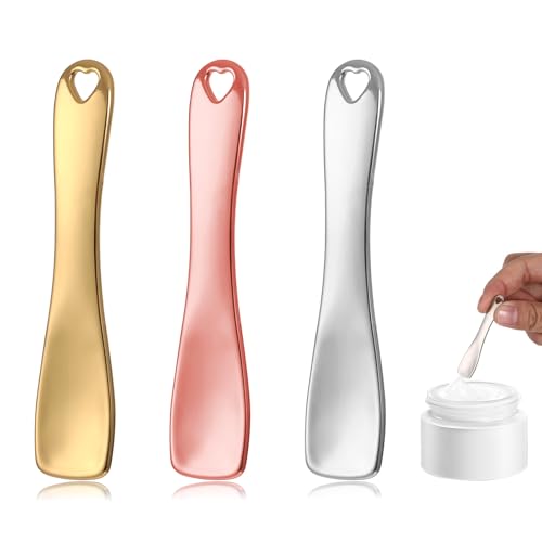 JIYIN 3-Piece Mini Metal Makeup Spatula Set for Skincare and Creams