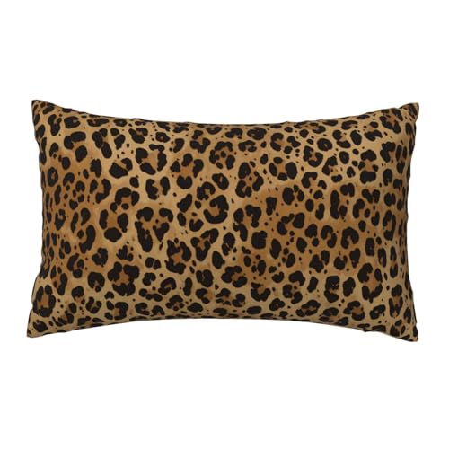 Leopard Print Throw Pillow Cover - 12x20 Inch Polyester Cushion Case