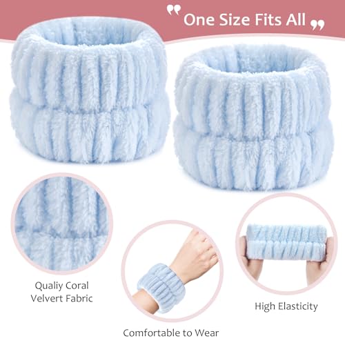 Wykodra 6pcs Absorbent Wrist Bands for Washing Face Microfiber Spa Cuffs