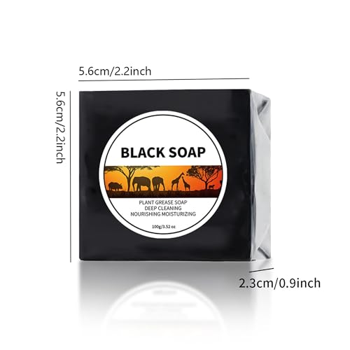 AKARY African Black Soap Bar with Shea Butter for Deep Cleansing 100g