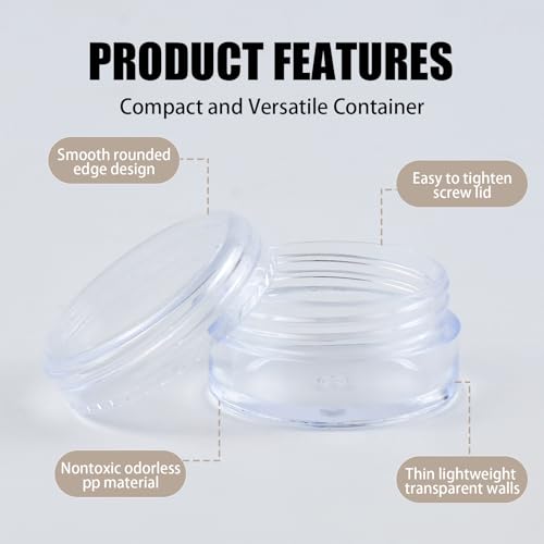 Clear Plastic Cosmetic Jars with Screw Lids 5g Travel Pots 12 Pcs