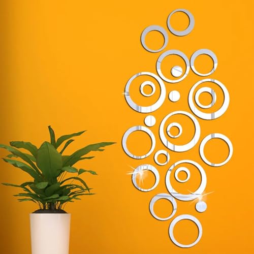 32-Piece Removable Circle Mirror Stickers for Home Decor