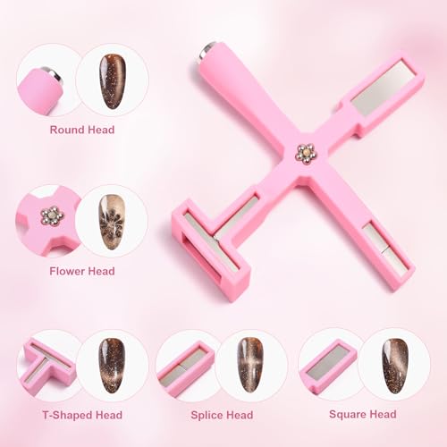 KAZIPOP 9-Piece Cat Eye Nail Art Magnet Set - Multifunctional Magnetic Wand & Sticks