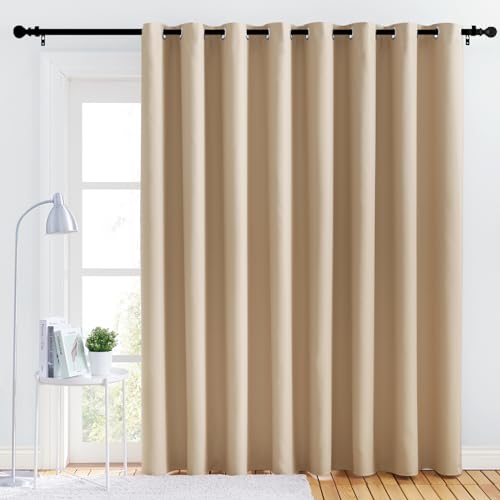 NICETOWN Blackout Curtain Panel Biscotti Beige 120x90 Inches – Thermal Insulated Grommet Top Drape for Bedroom