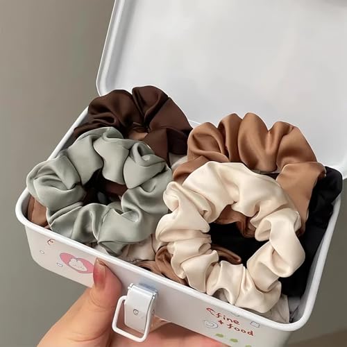 Satin Silk Hair Scrunchies 12-Pack - Soft Elastic Ponytail Holders