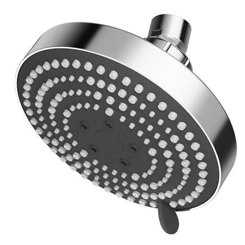 OFFO 6-Mode High Pressure Shower Head, 5-Inch Fixed Showerhead in Chrome