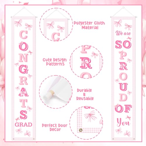 Pink Graduation Banner for Class of 2026 – Congrats Grad Decoration