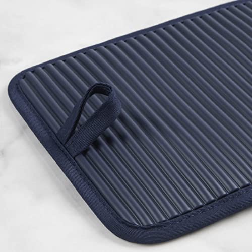 KitchenAid Ribbed Silicone Pot Holder Set, 7"x9" Ink Blue, 2-Pack