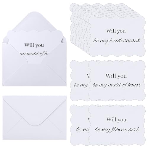 12 Bridesmaid Proposal Cards Set with Envelopes - Elegant Design