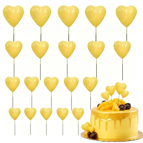 20 Pcs 3D Heart Cake Toppers - Foam Birthday & Wedding Decor