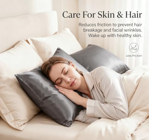 JUWENIN Satin Pillowcase Set for Hair and Skin - 4 Pack with Zipper