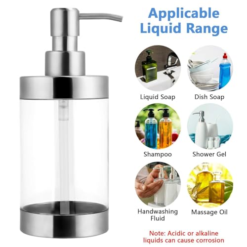 Stainless Steel Hand Soap Dispenser Pump 10oz - Leakproof & Shatterproof