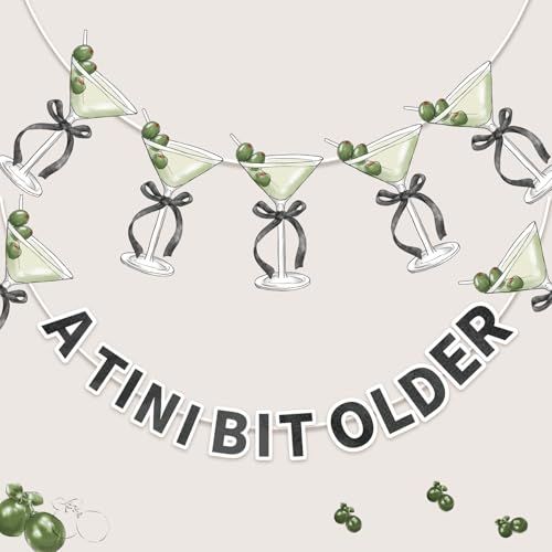 A Tini Bit Older Martini Birthday Banner - Green and Black Party Decor
