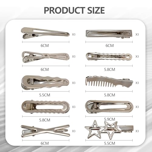 Y2K Silver Star Hair Clips Metal Barrettes Cute Aesthetic Hairpins