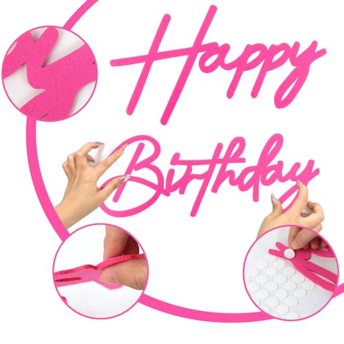 Hot Pink Felt 'Happy Birthday' Sign for Party Backdrop