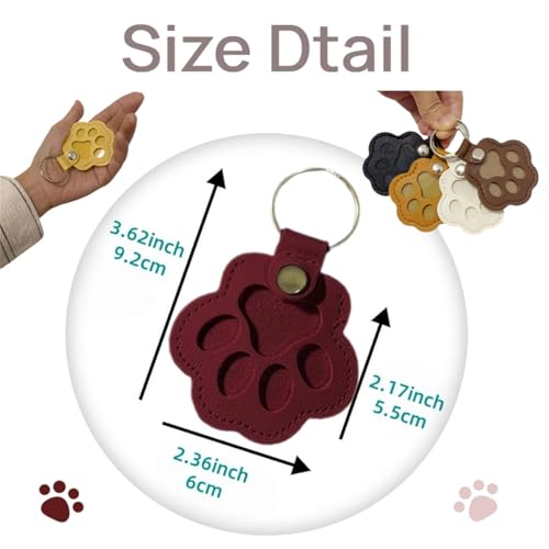 3 Pcs Paw Print Keychain Set for Pet Hair Keepsake Gift