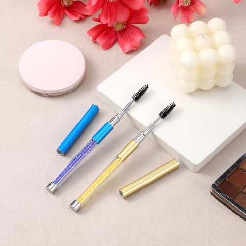 Qulkws 2 Pcs Capped Eyebrow Spoolie and Eyelash Brush, Portable Travel Makeup Brush Set