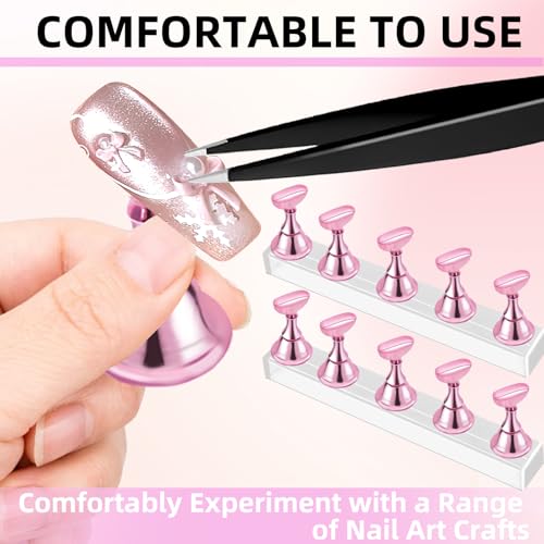 TKYZMS Magnetic Acrylic Nail Stand Set for Press On Nails with Tape