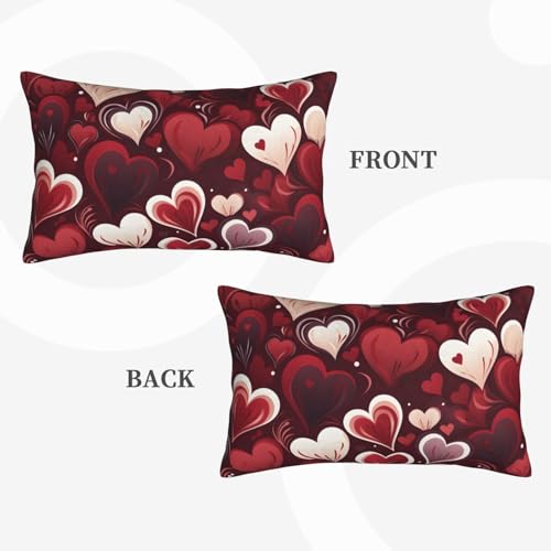 Red Heart Throw Pillow Cover 14x20 Inch Rectangle Decorative Cushion Case