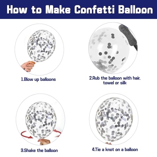 Navy Blue Silver Balloon Kit - 50pcs 12" Latex Balloons for Parties