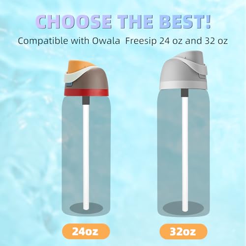 Replacement Straws for Owala Water Bottle 24oz 32oz, 6-Pack Reusable Plastic Straws with Cleaning Brush