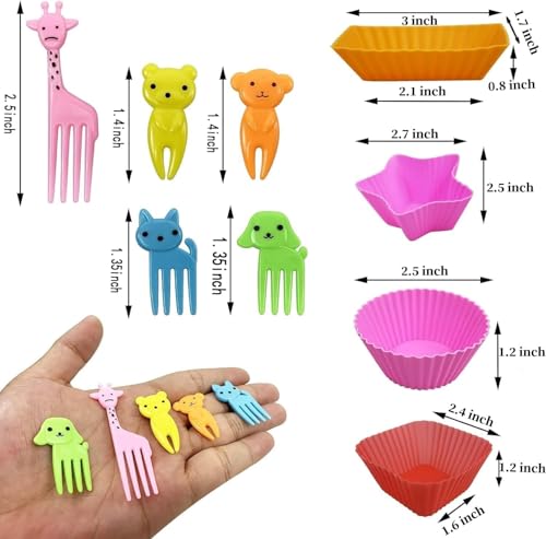 WSmelon Silicone Bento Lunch Box Dividers (34 Pcs) & Animal Food Picks