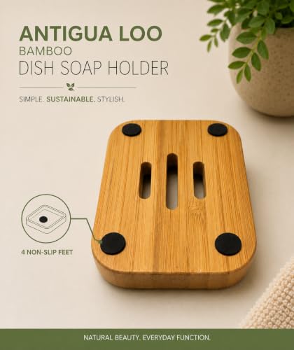 Self-Draining Bamboo Soap Dish Holder - Sustainable & Odor Resistant