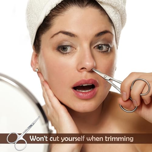 BlingKingdom Rounded Tip Nose Hair Scissors for Safe Facial Grooming