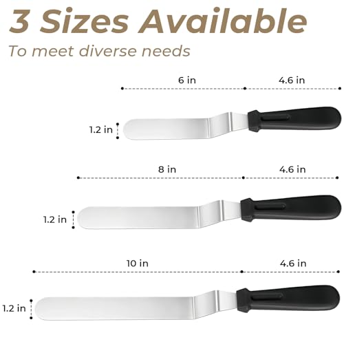 KEKEGO Icing Spatula Set - 3 Sizes, Offset Design for Cake Frosting