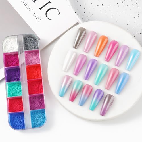 Brtavizvy Gradient Neon Pearlescent Nail Powder 2-Box Set