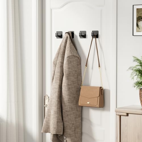 Matte Black Self-Adhesive Towel Hooks - 2 Pack Durable Aluminum