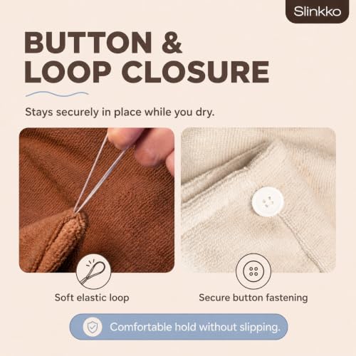 Microfiber Hair Towel Wrap for Women - Ultra Absorbent Beige & Brown