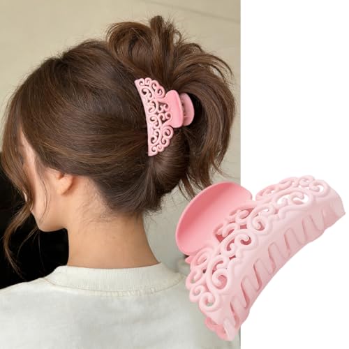 BUNLVDI Pink Clover Hair Claw Clips 4 Pack Cute Non-Slip Acrylic Hair Accessories