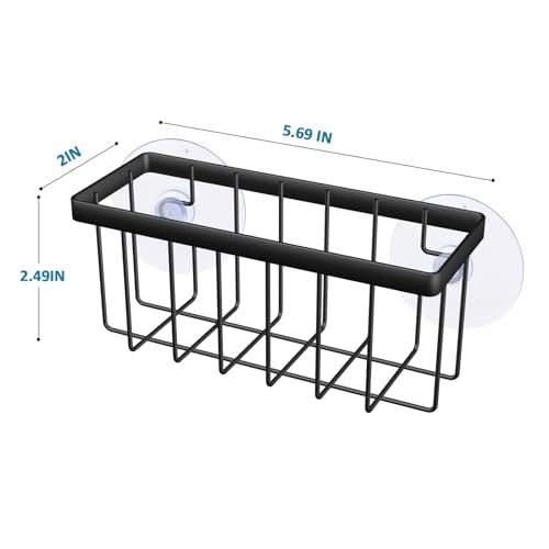 Kitchen Sponge Holder with Quick Drainage - Space-Saving Sink Caddy (Black)