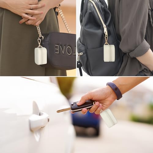 KUKUVR Small Travel Ring and Earring Box with Keychain - White