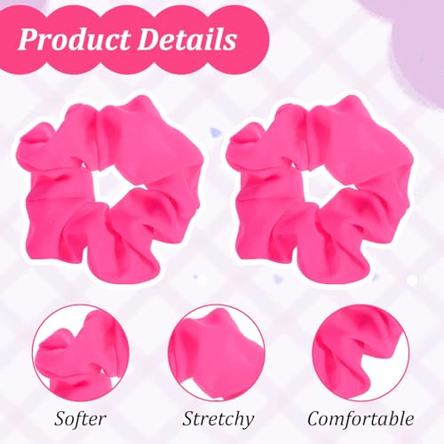 Neon Red Hair Scrunchies 2-Pack - 80s Elastic Hair Bands for Women