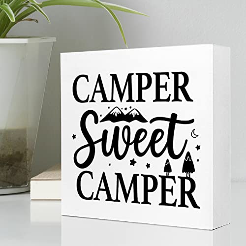 Rustic Wooden Camping Quote Sign | Desk Decor for Home & Office