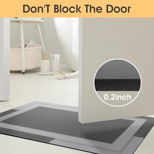 ACCUMTEK Non-Slip Ultra-Thin Bath Mat 1'8" x 4'11" - Quick Dry Grey