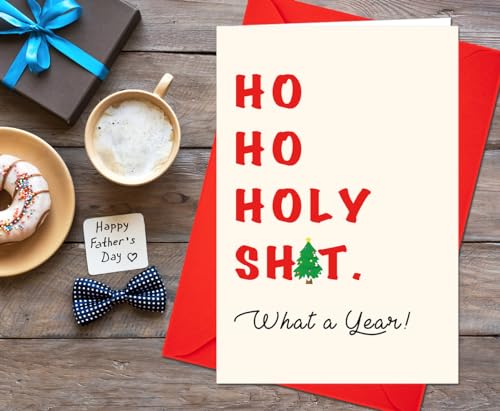 Funny Christmas Card - Holy Shit, What a Year! 5.3" x 8"
