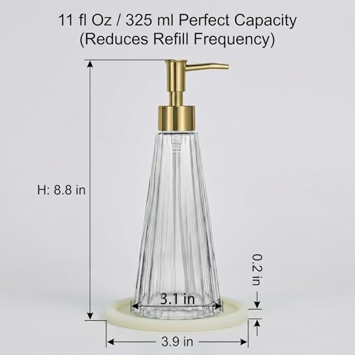 Clear Glass Soap Dispenser with Gold Pump - 11 fl oz